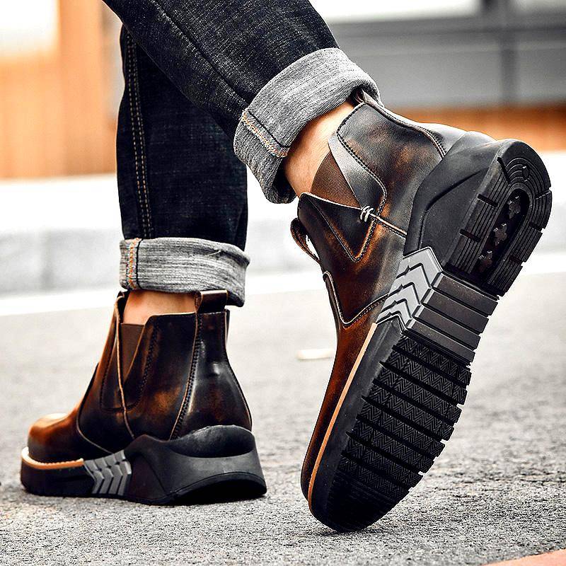 Men Elevator Shoes Height Boots Heightening Man Increase Insole 7CM Leather Martin Cowboy Men Elevator Shoes Height Boots Heightening Man Increase Insole 7CM Leather Martin Cowboy