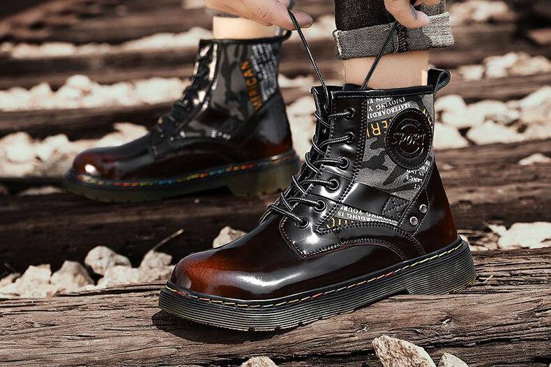 VRYHEID Men Boots Genuine Leather High Top Shoes Autumn Winter Men Motocross Ankle Boots Fashion Unisex Lovers Boots Size 35-46