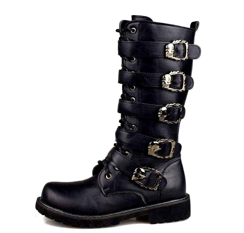 Motorcycle Boots Men Motocross Boots Motorcycle Shoes PU Leather Rock Mid-calf Buckle Motorbike Boots Punk Martin Boots Motorcycle Boots Men Motocross Boots Motorcycle Shoes PU Leather Rock Mid-calf Buckle Motorbike Boots Punk Martin Boots