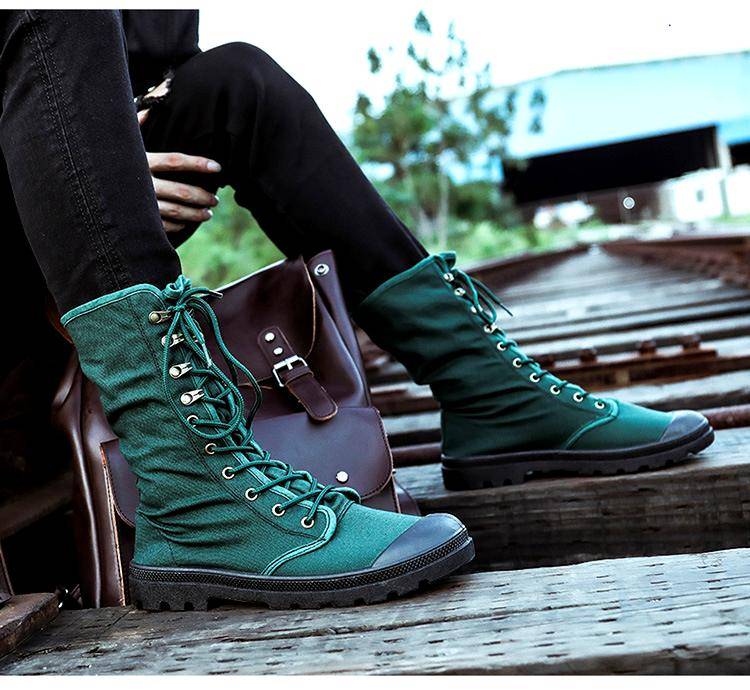 ZYYZYM Men Boots Spring Autumn High Help Style Denim Canvas Fashion Rubber Outdoors Jungle Mountaineering Shoes Men ZYYZYM Men Boots Spring Autumn High Help Style Denim Canvas Fashion Rubber Outdoors Jungle Mountaineering Shoes Men