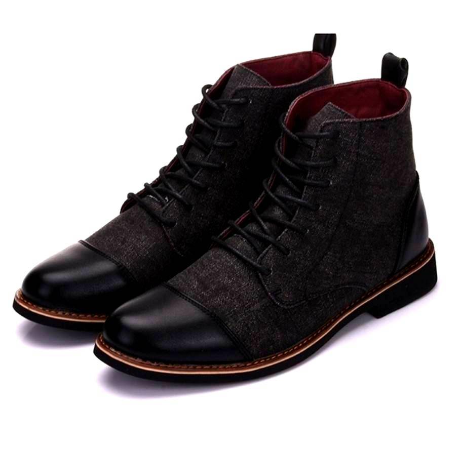 ZYYZYM Men Ankle Boots Spring Autumn Casual Lace Up shoes Booties Oxfords Fashion Leather Boots Men Boots Large Size 39-48