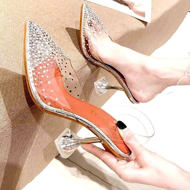 Luxury Women Pumps 2022 Transparent High Heels Sexy Pointed Toe Slip-on Wedding Party Brand Fashion Shoes For Lady Size 34-43