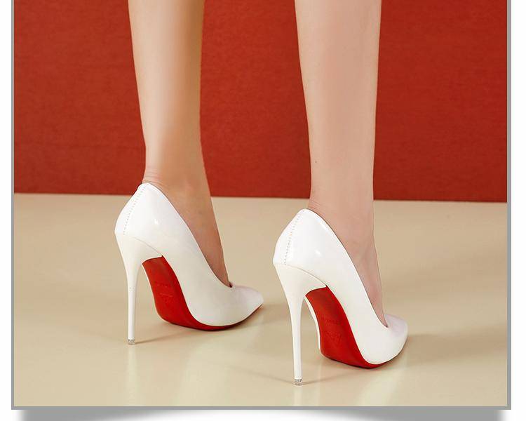 Women Shoes Red Sole High Heels Sexy Pointed Toe 12cm Pumps Wedding Dress Shoes Nude Black Color Red Rubber Bottom High Heels