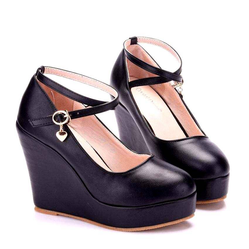 High Heels Plus Size Platform Wedges Female Pumps Women's Flock Buckle Ankle Strap Wedding Shoes High Heels Plus Size Platform Wedges Female Pumps Women's Flock Buckle Ankle Strap Wedding Shoes