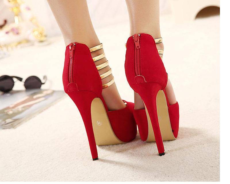 Sexy High Heels Women Shoes Platform Peep Toe Wedding Shoes Women Pumps Black Red Shoes Woman High Heel Shoes 34-43tacones mujer