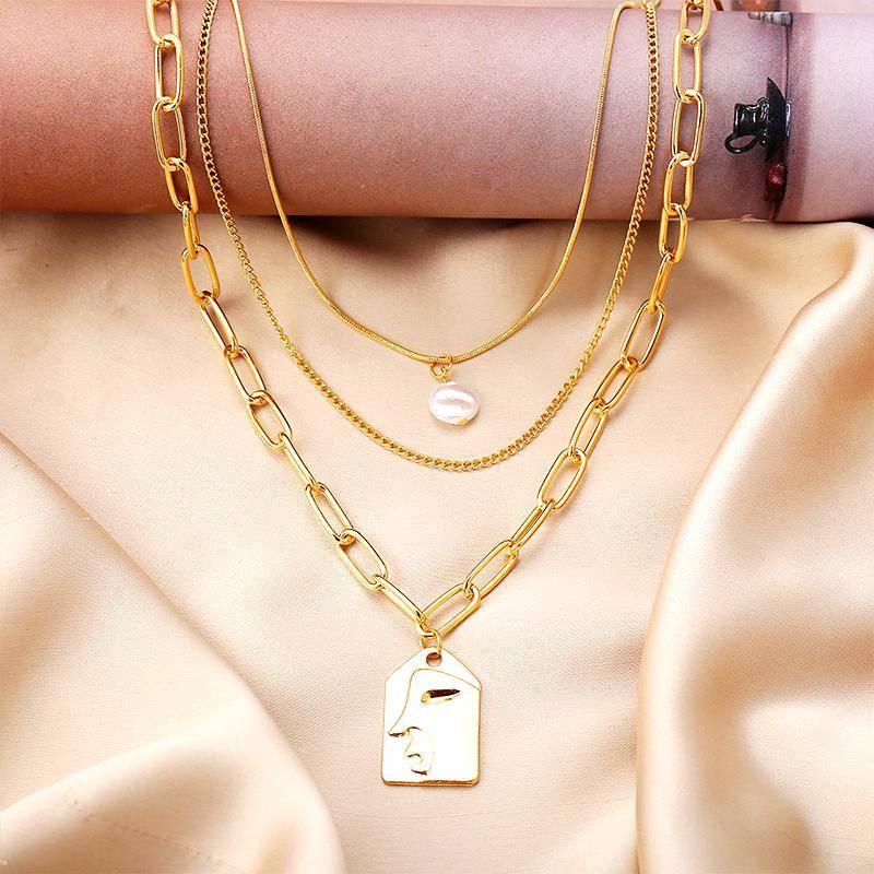 Bohemian Gold Color Necklace Set for Women Butterfly Coin Multilayer Necklaces Metal Choker Sets Pendant Chains Trendy Jewelry