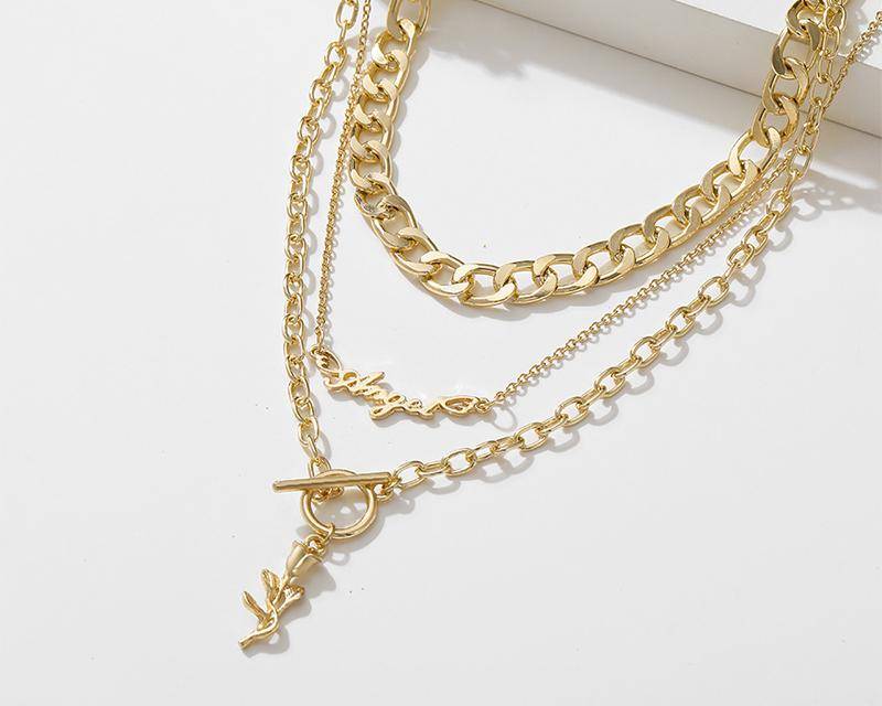 Bohemian Gold Color Necklace Set for Women Butterfly Coin Multilayer Necklaces Metal Choker Sets Pendant Chains Trendy Jewelry