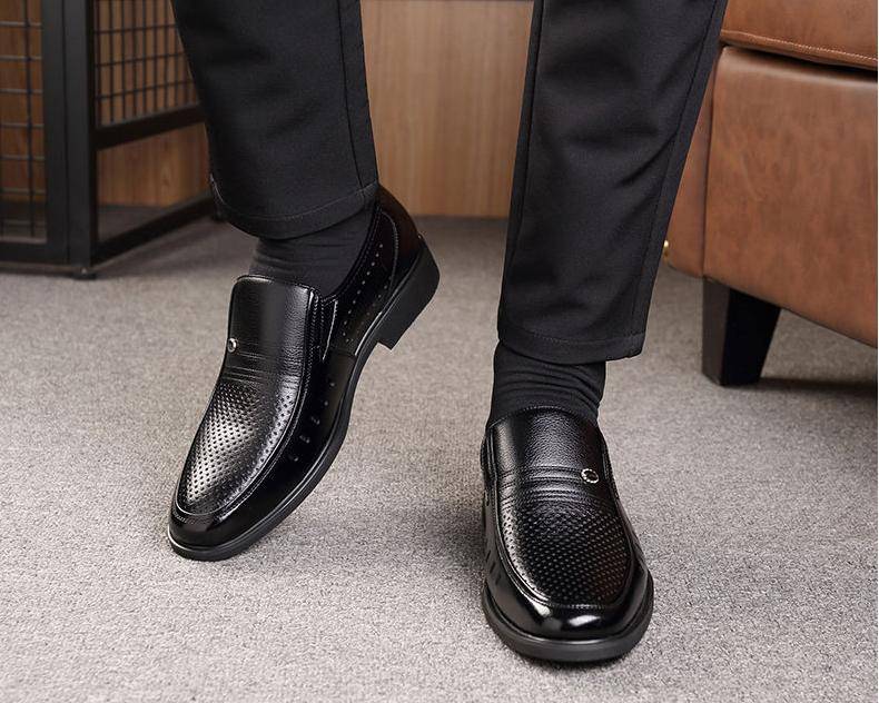 Men Summer Formal Leather Height Increase Shoes Quality Business Cowhide Elevator Shoes Soft Man Breathble Hole Oxford For Man