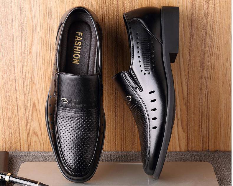 Men Summer Formal Leather Height Increase Shoes Quality Business Cowhide Elevator Shoes Soft Man Breathble Hole Oxford For Man