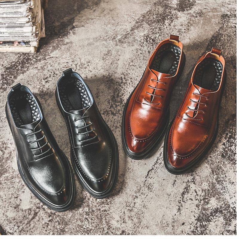 Yomior Spring Men Formal Dress Shoes Casual Soft Real Cow Leather Loafers Flats Business Suit Wedding Brogue Shoes Oxfords