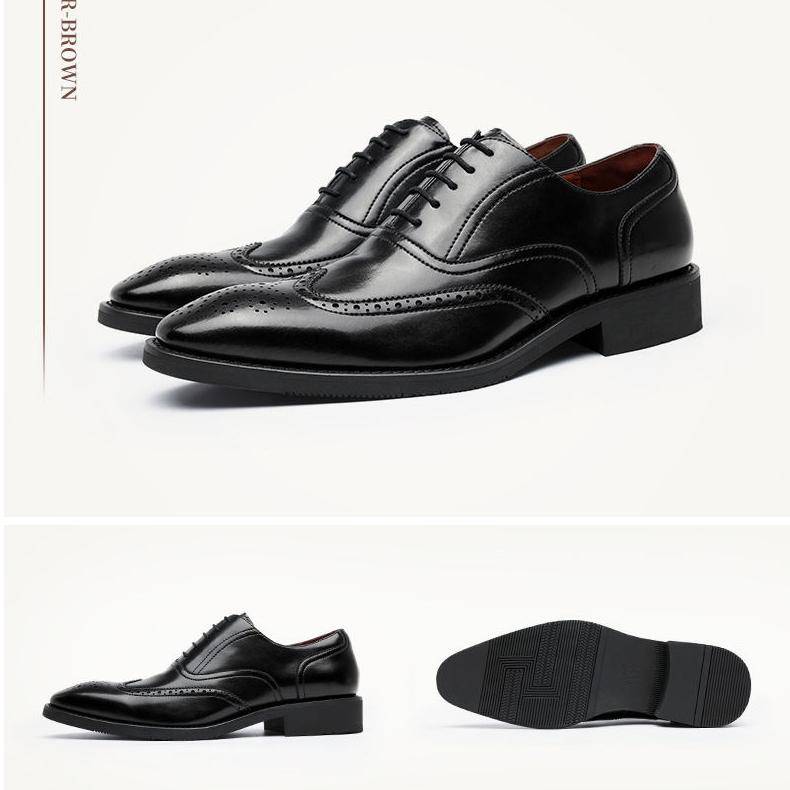 Desai brock carved leather shoes men's business dress shoe rubber sole lace-up elegant gentleman formal shoes men oxfords