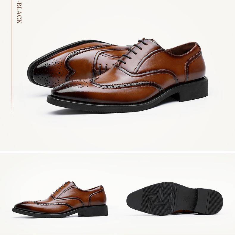 Desai brock carved leather shoes men's business dress shoe rubber sole lace-up elegant gentleman formal shoes men oxfords Desai brock carved leather shoes men's business dress shoe rubber sole lace-up elegant gentleman formal shoes men oxfords