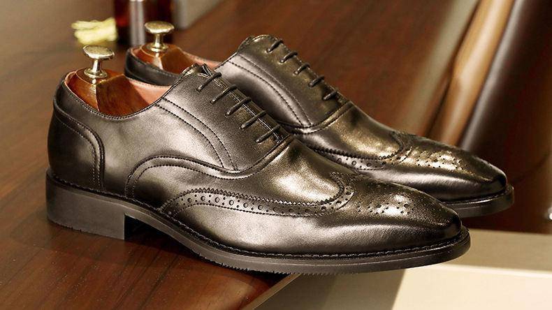 Desai brock carved leather shoes men's business dress shoe rubber sole lace-up elegant gentleman formal shoes men oxfords