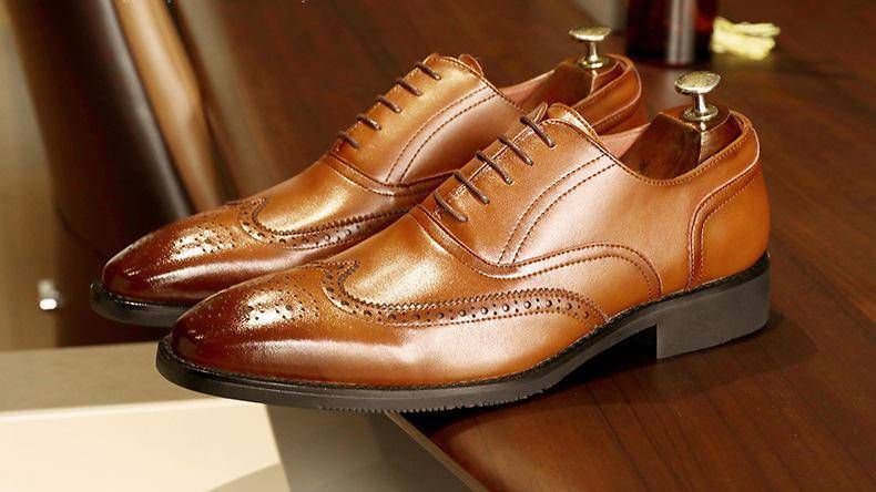Desai brock carved leather shoes men's business dress shoe rubber sole lace-up elegant gentleman formal shoes men oxfords