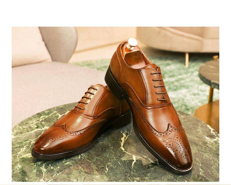 DESAI Oxford Men Dress Shoes Formal Genuine Leather Office Business Brogue Party Wedding Shoes For Men 2021 Fashion