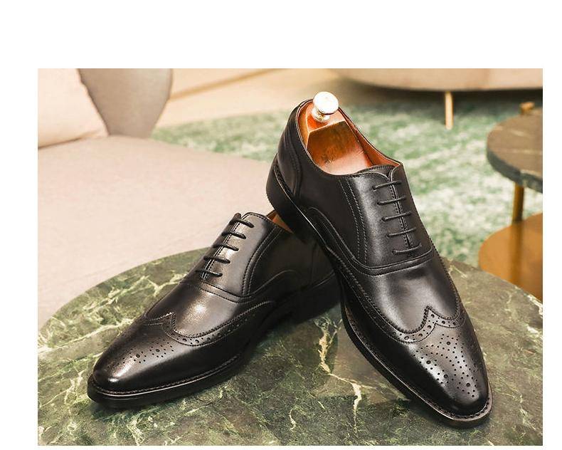 DESAI Oxford Men Dress Shoes Formal Genuine Leather Office Business Brogue Party Wedding Shoes For Men 2021 Fashion