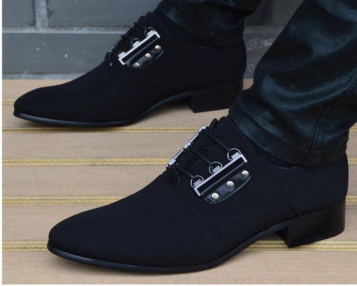 New Men Leather Shoes Breathable Lace Up Business Men Shoes High Quality Black Korea Pointed Toe Dress Shoes Flat Wedding Shoes