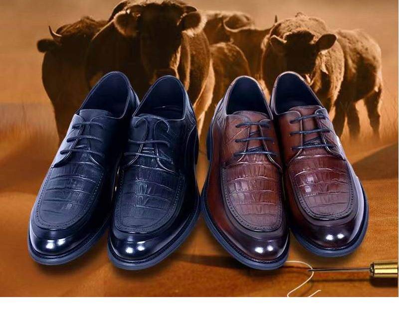 Manual customization style. High-end business leather shoes for men. Real cowhide leather shoes. High-quality cowhide is custom-