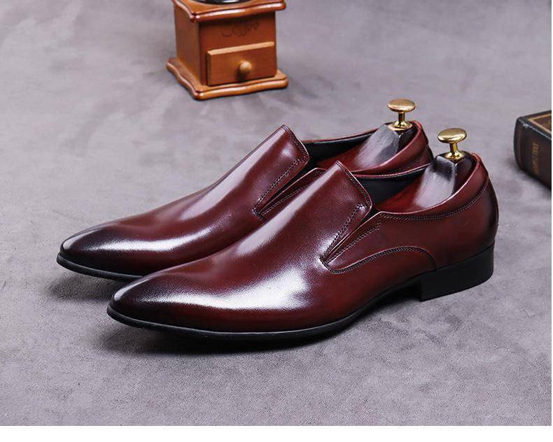 Desai Top Layer Cowhide Shoes Men's Shoes Genuine Leather Business Dress Shoes Men British Pointed Toe Formal Slip-On Shoes