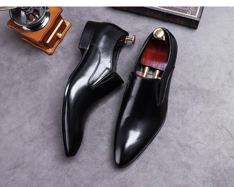 Desai Top Layer Cowhide Shoes Men's Shoes Genuine Leather Business Dress Shoes Men British Pointed Toe Formal Slip-On Shoes