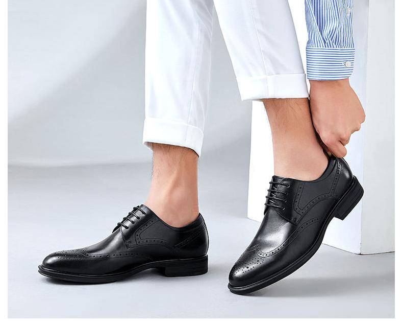 Goldencamel Men Shoes Business Formal Brogue Shoes Men Wedding Men's Shoes British Casual Genuine Leather Designer Shoes for Men
