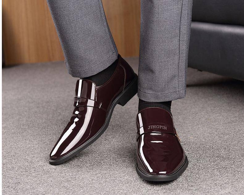 Business Dress Shoes Men's Spring And Summer Patent Leather Breathable British Footwear Casual Soft Men's Shoes