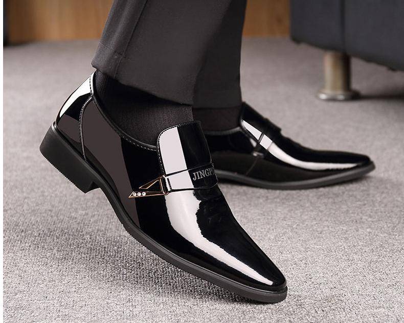 Business Dress Shoes Men's Spring And Summer Patent Leather Breathable British Footwear Casual Soft Men's Shoes