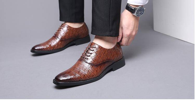 Luxury Men's Dress Leather Shoes Plus Size 38-48 Lace-up Business Casual Leather Shoes Men Formal Wedding Flat Shoes 2021