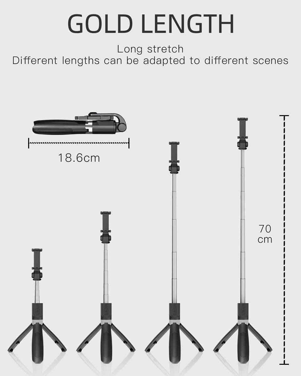 ELECTOP Bluetooth Selfie Stick with Tripod Plastic Alloy Self Stick Selfiestick Phone Selfie-Stick for Iphone Samsung Huawei