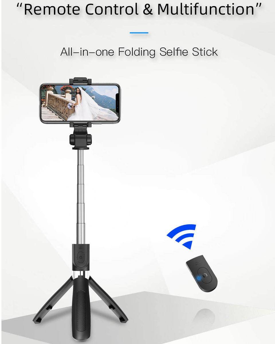 ELECTOP Bluetooth Selfie Stick with Tripod Plastic Alloy Self Stick Selfiestick Phone Selfie-Stick for Iphone Samsung Huawei