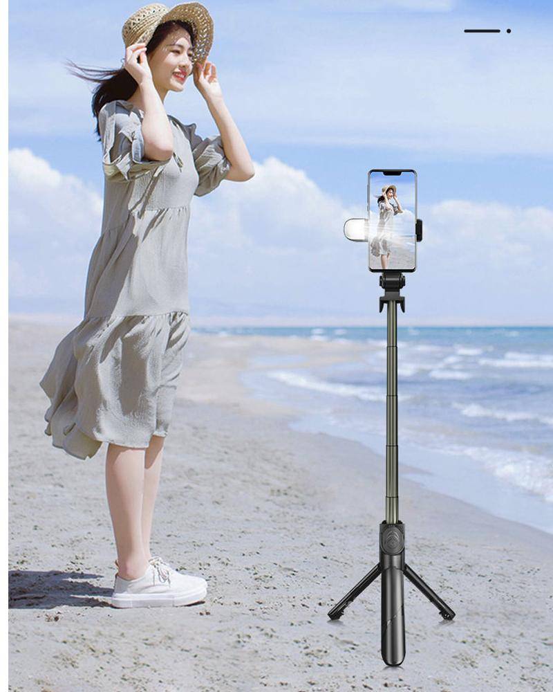 Wireless Selfie Stick Bluetooth Compatible Foldable Mini Tripod For Phone With Fill Light Shutter Remote Control For IOS Android