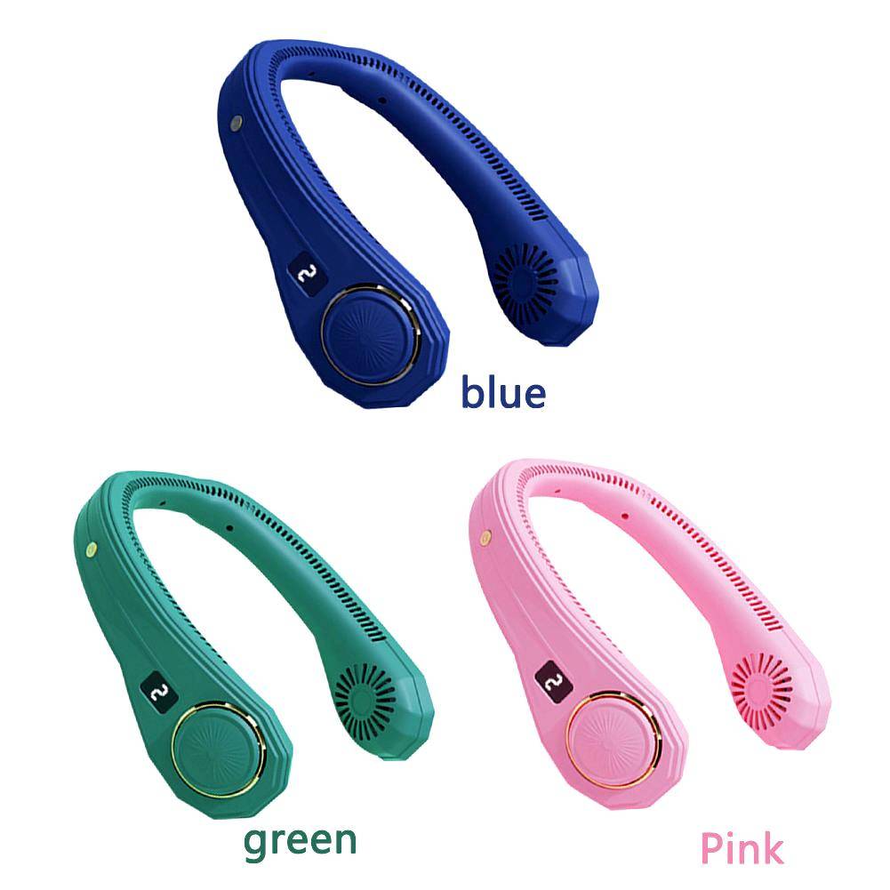 Portable Summer Cooling Hanging Neck Fan Electric USB Rechargeable FAN Lazy Leafless Fans Outdoor Travel Wearable Neckband Fans
