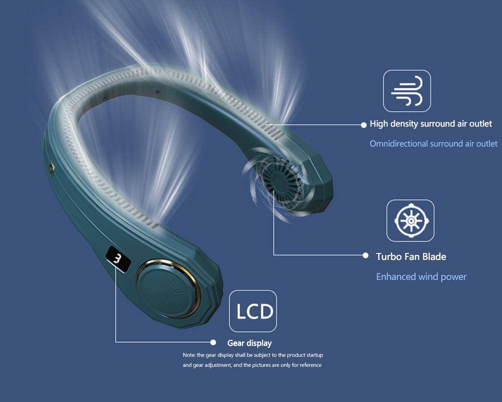 Portable Summer Cooling Hanging Neck Fan Electric USB Rechargeable FAN Lazy Leafless Fans Outdoor Travel Wearable Neckband Fans