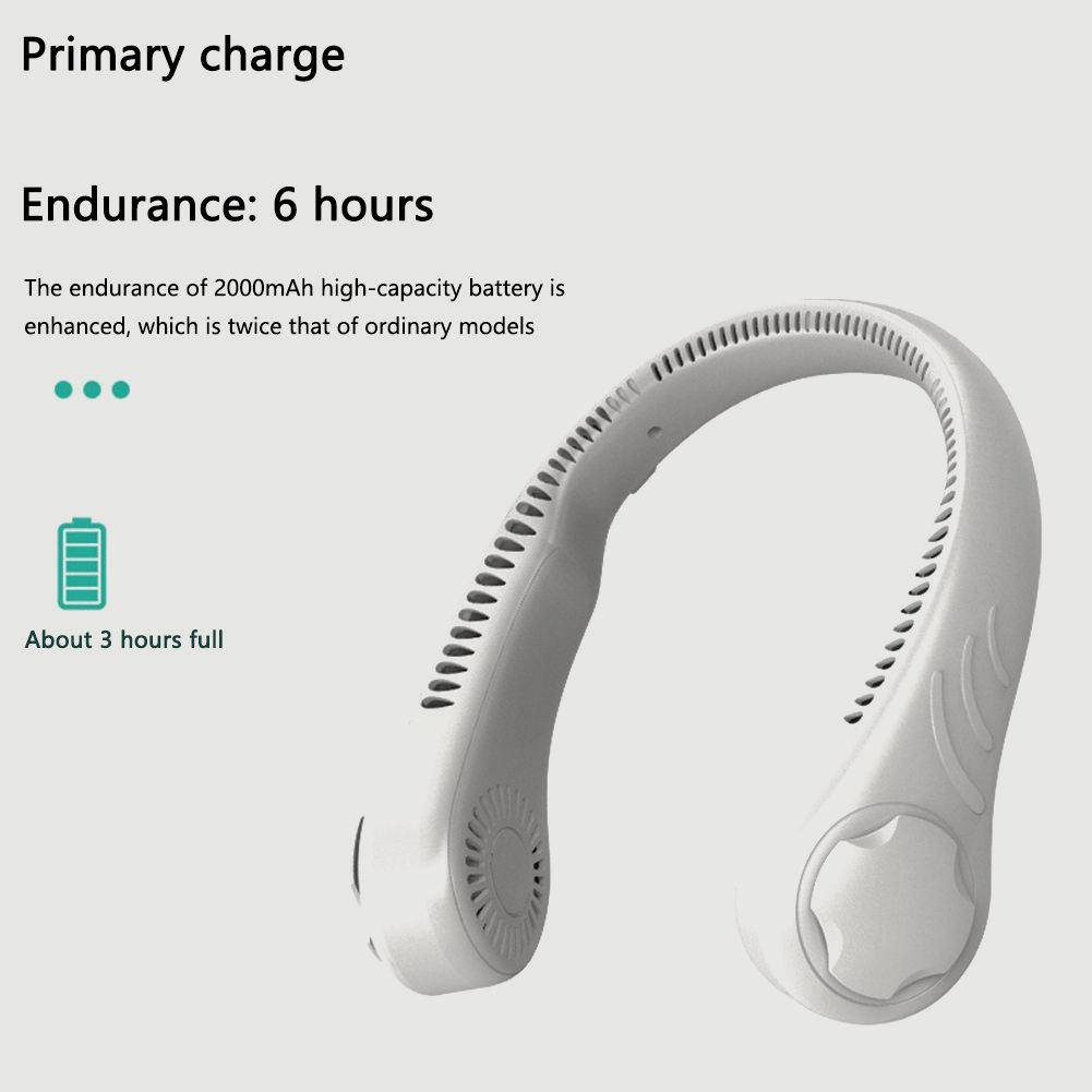 Portable Neck-mounted Fan Surround air outlet Bladeless Hanging Neck Fans 2000mAh Rechargeable Cooling Fan Wearable Neckband Fan