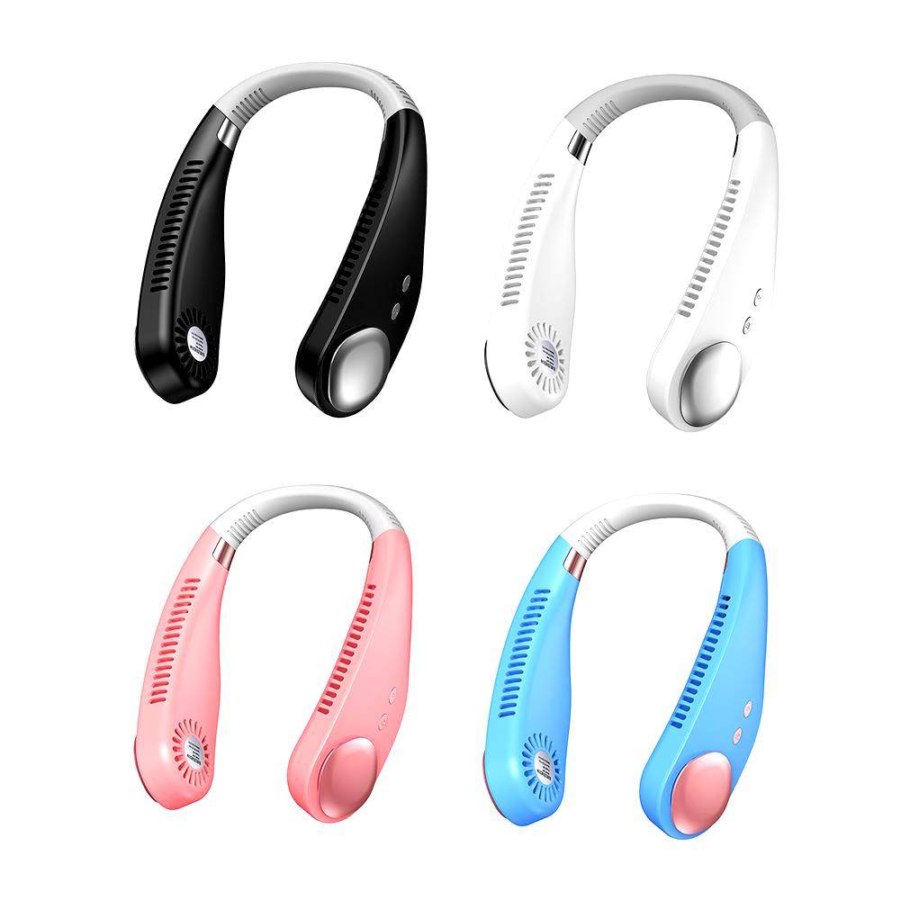 Neck Fan Portable Mini Bladeless USB Rechargeable Neckband Fan Mute Sports 3-speed Fan for Summer Outdoor Ventilador Cooling