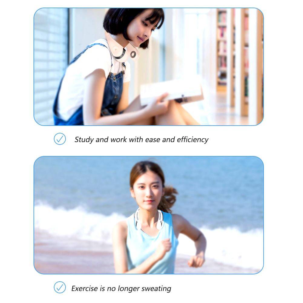 5000mAh Portable Foldable Summer Air Cooling Hanging Neck Fan USB Rechargeable Bladeless Mute Sports Personal Neckband Fans