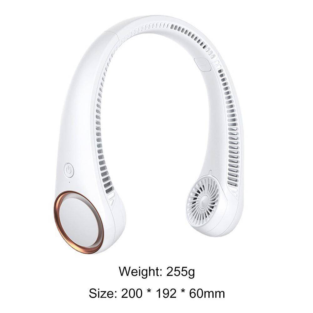 Portable Hanging Neck Fan USB Rechargeable 4000mAh Summer Air Cooling Mute Leafless Fan 3 Gears Adjustable Personal Wearable Fan