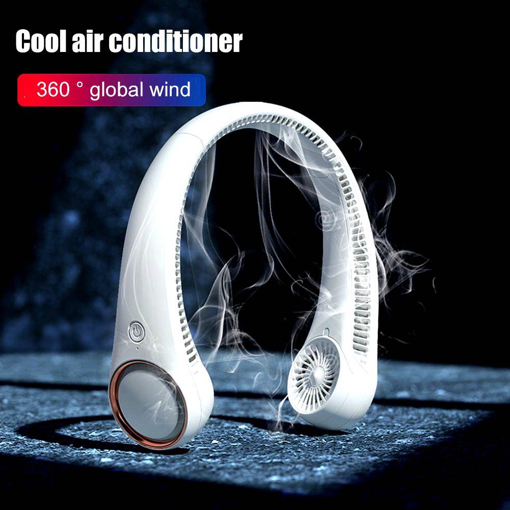 Portable Hanging Neck Fan USB Rechargeable 4000mAh Summer Air Cooling Mute Leafless Fan 3 Gears Adjustable Personal Wearable Fan