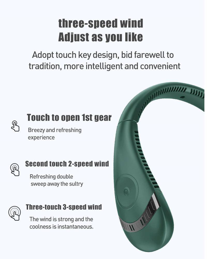 5000mAh Portable Neck Fan Mini Wireless Electric Fans Bladeless USB Rechargeable Sports Cooling Fan For Outdoor Sports Travel