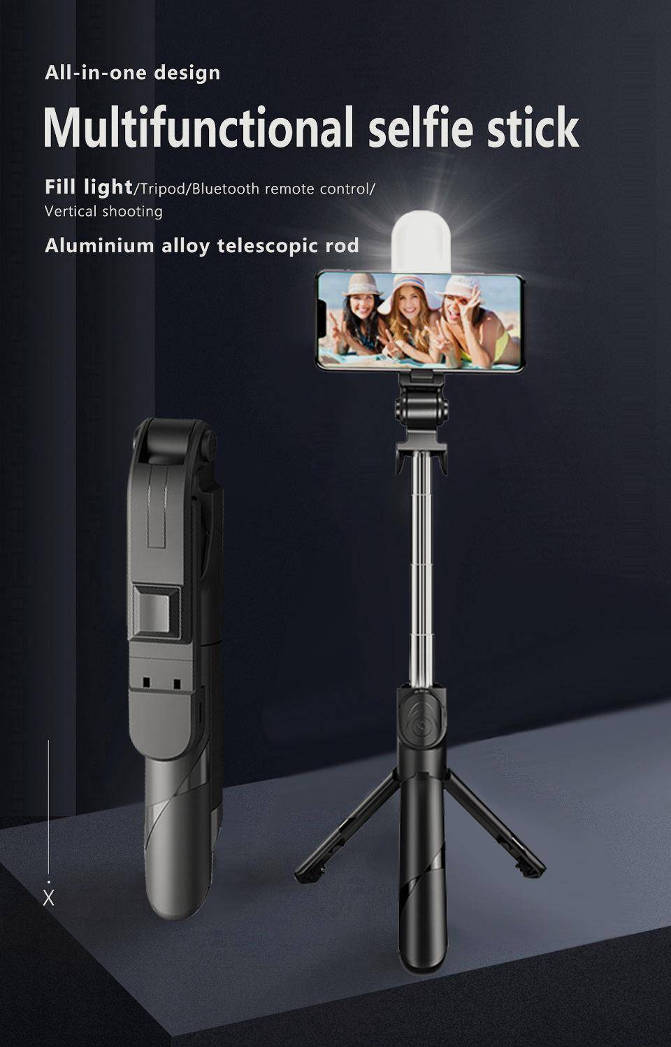 2021 NEW Bluetooth Wireless Selfie Stick Mini Tripod Extendable Monopod with fill light Remote shutter For IOS Android phone 2021 NEW Bluetooth Wireless Selfie Stick Mini Tripod Extendable Monopod with fill light Remote shutter For IOS Android phone