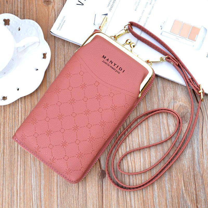 2021 Bags For Women Wallet Plaid Leather Shoulder Straps Shoulder Bag Mobile Phone Big Card Holders Wallet Handbag Pockets Girls