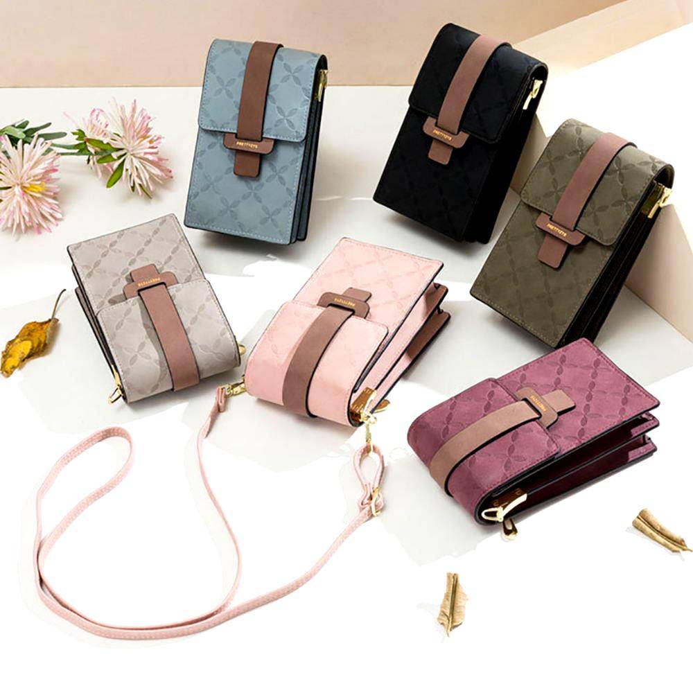 2021 Bags For Women Wallet Plaid Leather Shoulder Straps Shoulder Bag Mobile Phone Big Card Holders Wallet Handbag Pockets Girls