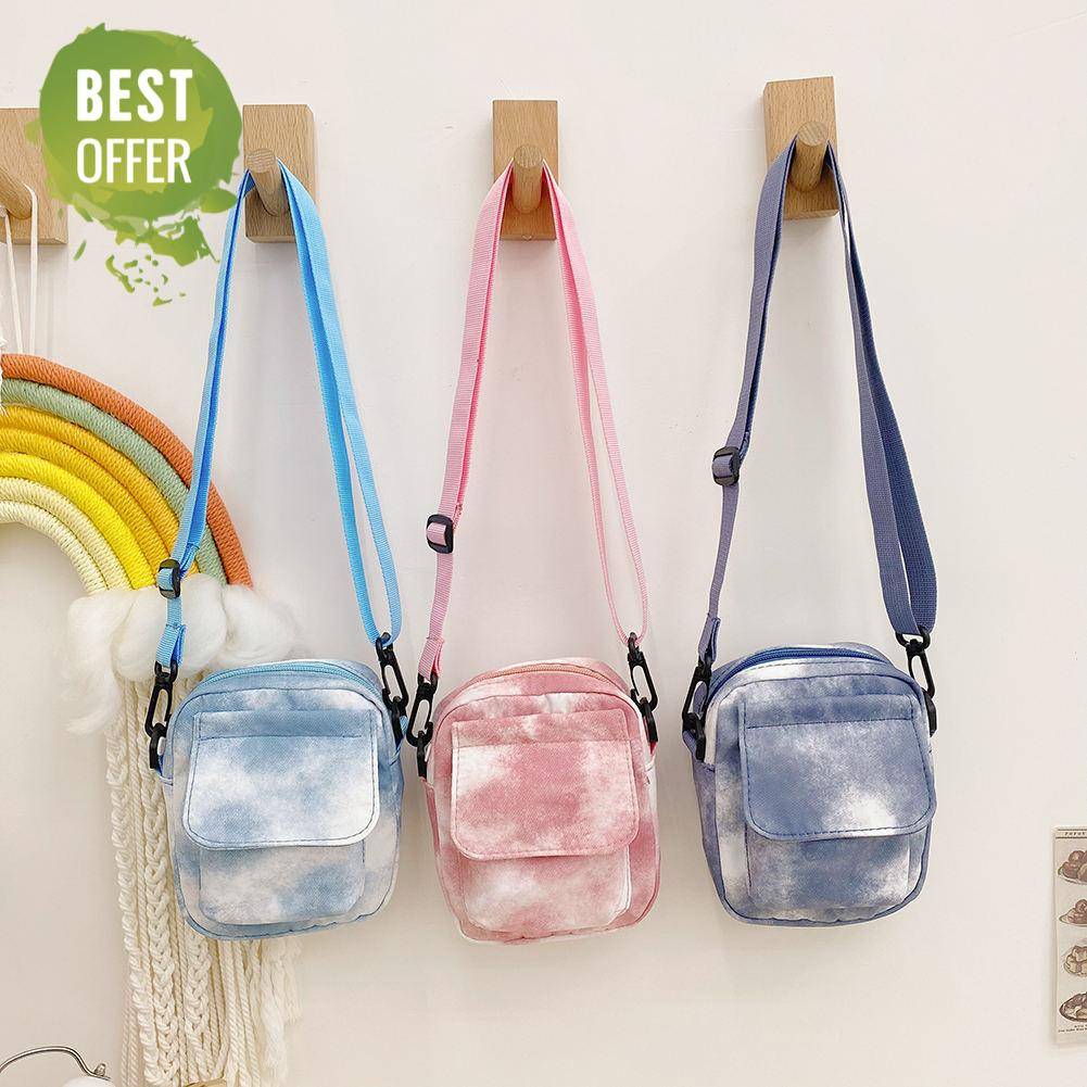 Women Canvas Tie Dyeing Messenger Bag Lady Casual Zipper Small Crossbody BagPhone Casual Shoulder Bags