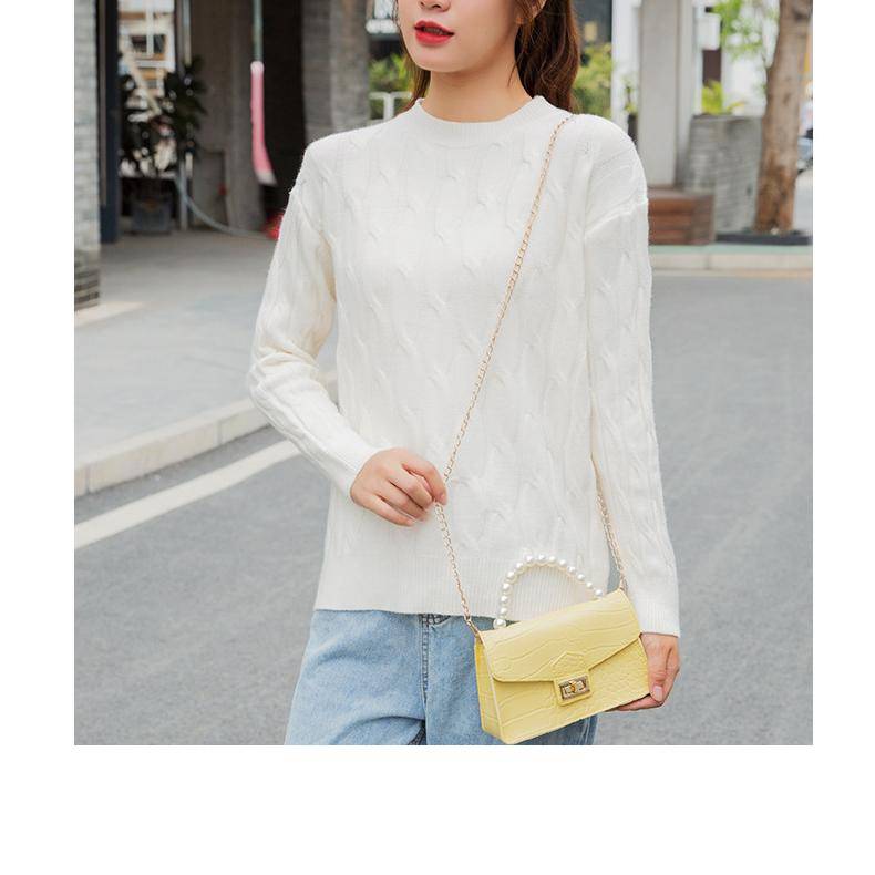 Women Mini Handbag New Elegant Shoulder Messenger Portable Chain Bag Girl PVC Jelly Bag Pearl Crossbody Rhombus Small Square Bag Women Mini Handbag New Elegant Shoulder Messenger Portable Chain Bag Girl PVC Jelly Bag Pearl Crossbody Rhombus Small Square Bag