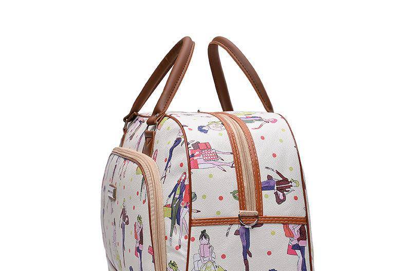 Women Travel Bags 2022 Fashion PU Leather Large Capacity Waterproof Print Luggage Duffle Bag Men Casual Travelling Weekend Bags