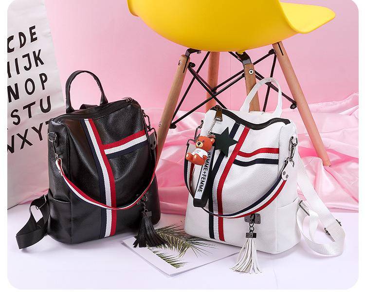 WHITE BLACK Bags For Women 2022 New Fashion Zipper Ladies Backpack PU Leather School Bag Crossbody shoulder bag for you