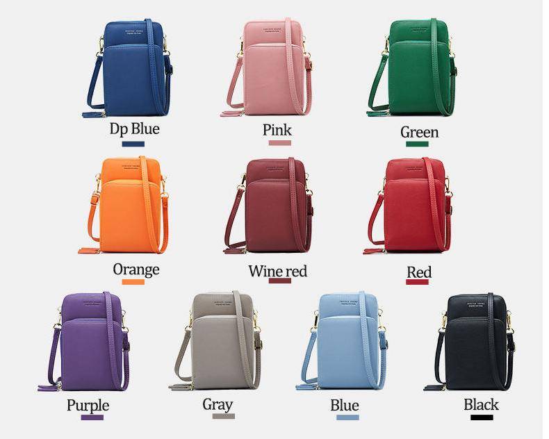 HOT 3 Layers Large Capacity Phone Pocket Shoulder Bag For Women Pu Leather Female Small Crossbody Bags Ladies Messenger Purse