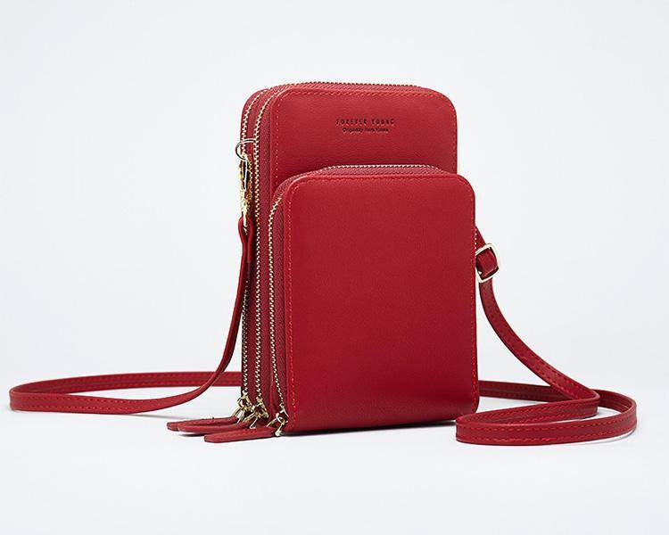 HOT 3 Layers Large Capacity Phone Pocket Shoulder Bag For Women Pu Leather Female Small Crossbody Bags Ladies Messenger Purse