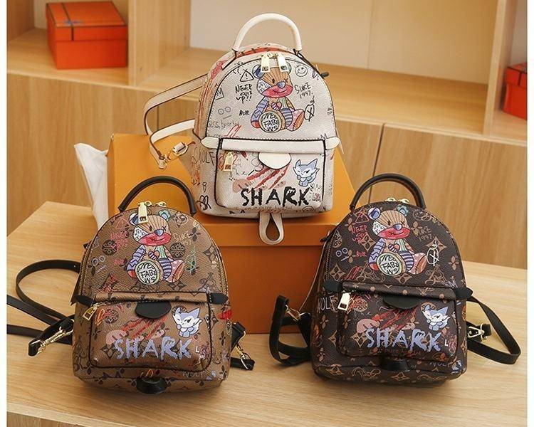 Korean Graffiti Bear Backpack Cute Printed Mini Bag 2022 Aesthetic Backpacks for Women Women's Branded Bag Back Packs for Girls