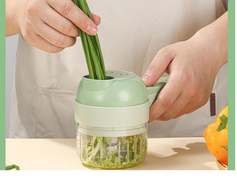 4 in 1 Vegetable Cutter Set Food Choppers Handheld Electric Wireless Chili Garlic Mud Masher for Home Kitchen Accessories